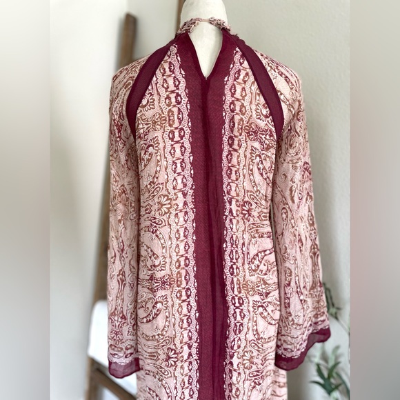 BCBG MaxAzria 100% Silk Maxi Dress Long Sleeve - Picture 5 of 6